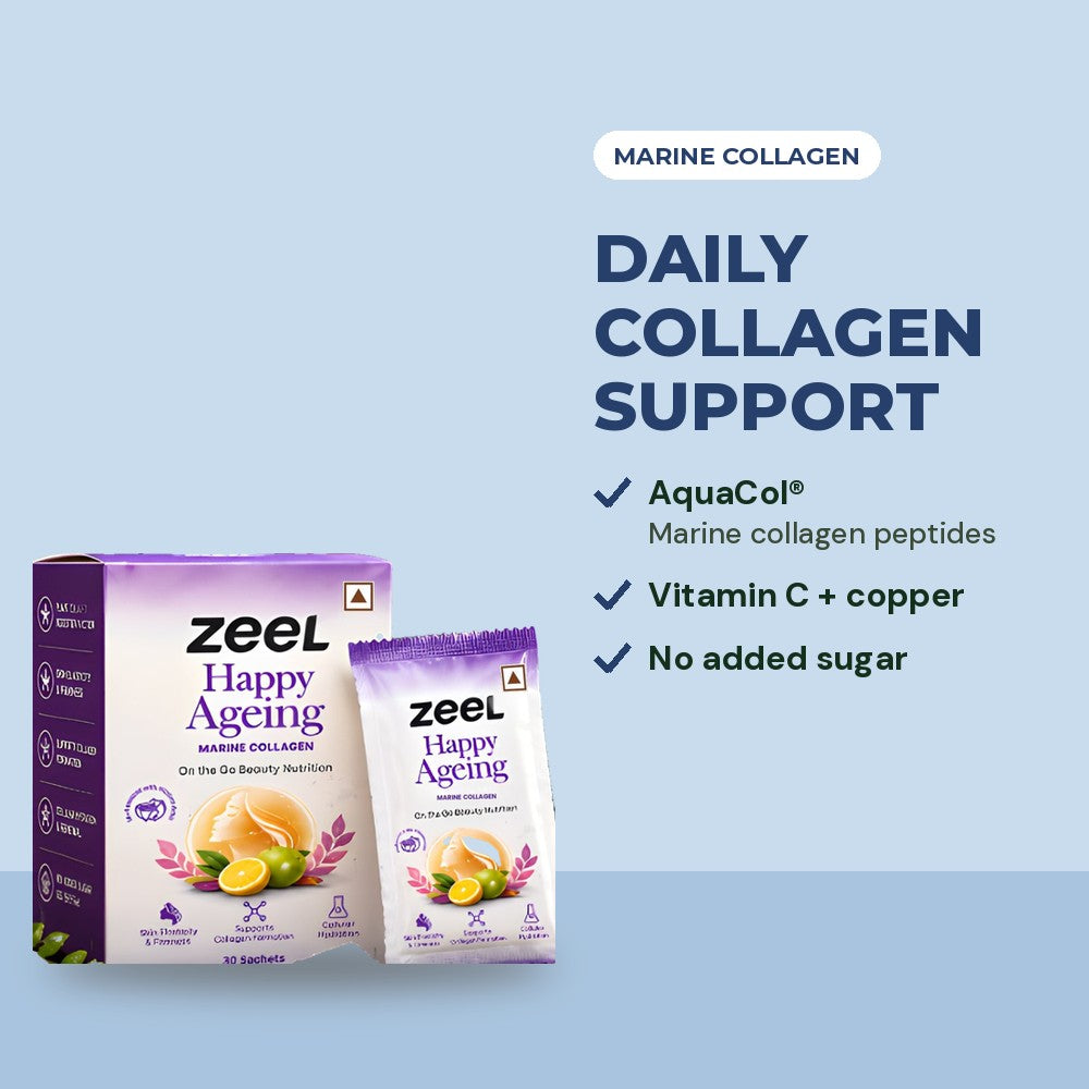 Zeel Happy Ageing – Marine Collagen, Lemon (30 Sachets)