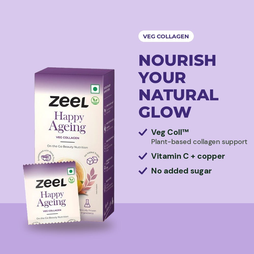 Zeel Happy Ageing Veg Collagen – Lemon, 30 Sachets (315 g)