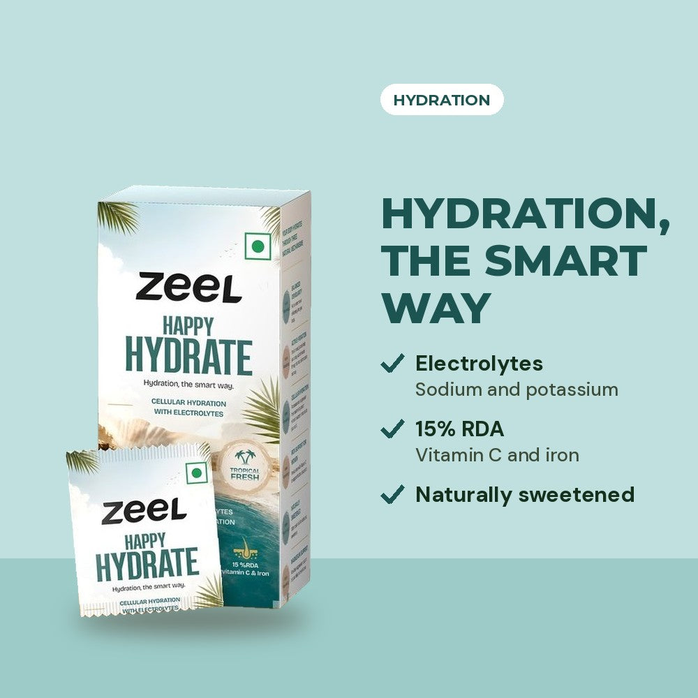 Zeel Happy Hydrate Electrolyte Drink Mix (30 Sachets)